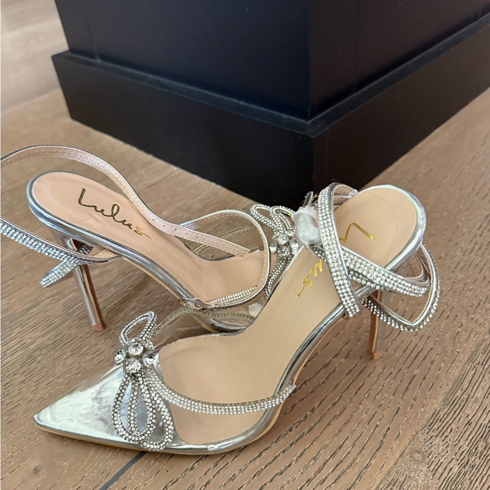 Lulu's Silver Embellished Heels - Picture 2 of 3